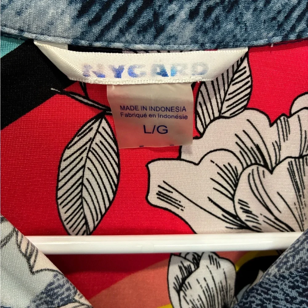 Vibrant Floral and Striped Button Down Shirt - Picture 6 of 7